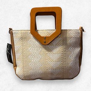 Chateau International‎ Small Purse Spring Handbag Wood Handles Ethnic Pattern
